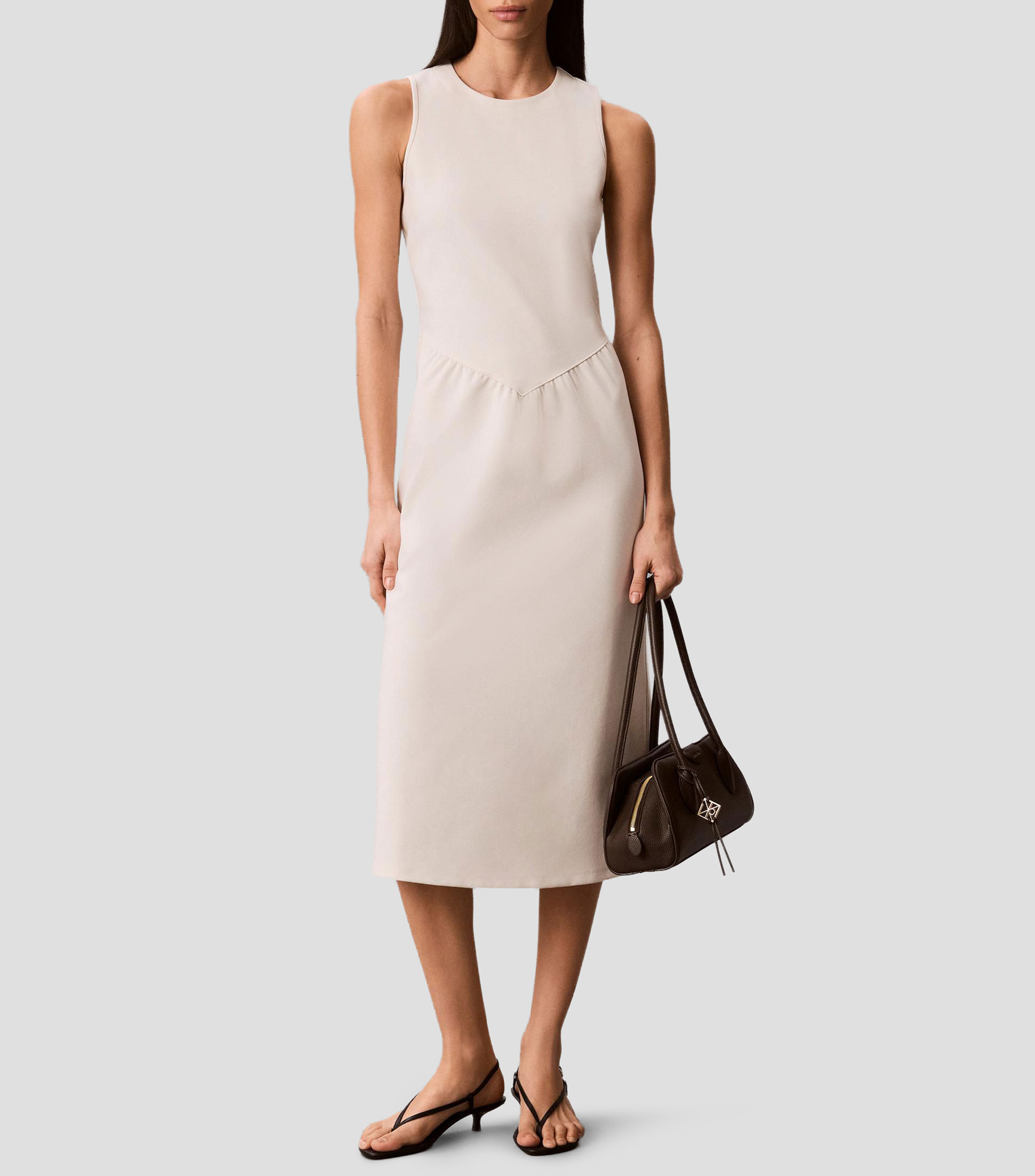 Vestido midi liso Mujer